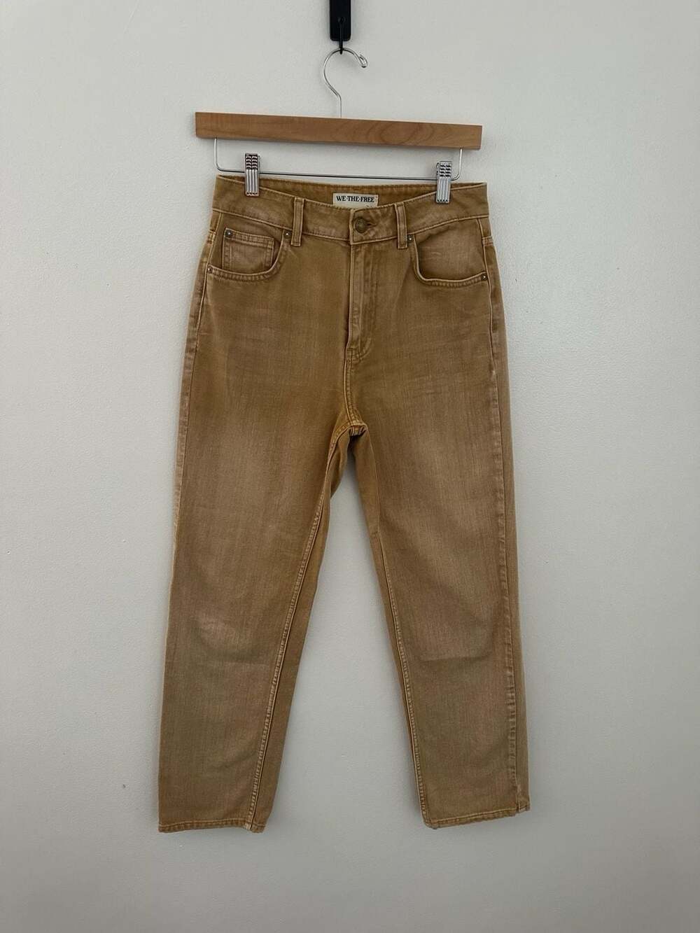 We The Free Pacifica High Rise Slim Straight Leg Jeans in Tan Size 26
